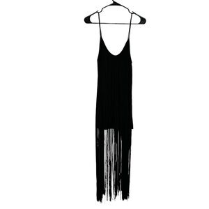Maurie and Eve‎ Platinum Black Long Fringe Dress Size 0
